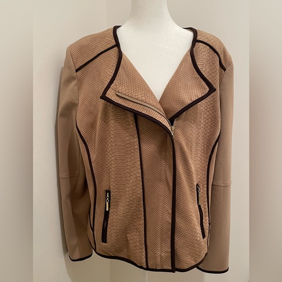 Nygard Faux Snakeskin Suede Moto Jacket XL Womens - Picture 1 of 10